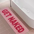 Kreative rosa Badematte mit GET NAKED Schriftzug aus weichem Kaschmirimitat für das Badezimmer - 40*60cm / GET NAKED Textstil (字母-14) / Rosa