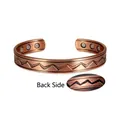 Vintage koperen magnetische armband met gegraveerd golfpatroon, verstelbare manchet - Koper