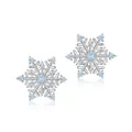 Exquisite S925 sterling silver snowflake stud earrings featuring light blue spinel stones - Blue Spinel Snowflake Style