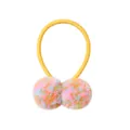 Colorful pom-pom elastic hair tie for kids with vibrant yellow band and soft fuzzy texture. - Colorful Mix (42)
