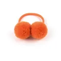 Vibrant orange double pompom hair tie for children featuring a soft elastic band. - Purple Style (31)