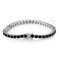Sophisticated single row black cubic zirconia tennis bracelet with a polished silver finish - Black Diamond White Gold 5mm / 7inch Bracelet (Approx 18cm)
