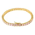 Pink cubic zirconia tennis bracelet in gold finish hip hop style jewelry for women - Gold-plated 4mm / 6-inch Bracelet (approximately 16cm Long)