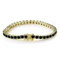 Gold-plated tennis bracelet with single row black cubic zirconia stones for hip hop style - Black Diamond Gold 4mm / 6-inch Bracelet (approximately 16cm Long)