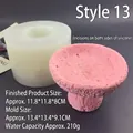 Detailed view of a white silicone mold alongside a pink rock-textured finished candle holder - Style 13 / Semi-transparent