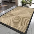Beige textured rubber doormat with spiral pattern for indoor and outdoor entryways. - 60*90cm / Quiet Wave - Beige