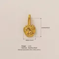 Gold-plated stainless steel flower pendant with 15mm height and 8mm width measurements - February Flower Pendant