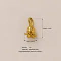 Gold-plated stainless steel bellflower pendant showing 12mm x 7mm dimensions - May Flower Pendant