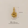 Detailed view of gold-plated stainless steel rose flower pendant for DIY jewelry making - June Flower Pendant