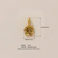 Detailed view of a small gold plated stainless steel flower charm with measurements - July Flower Pendant