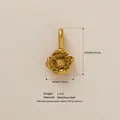Gold flower pendant in stainless steel featuring size measurements and weight info. - August Flower Pendant