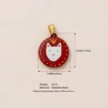 Red enamel stainless steel cat pendant charm for DIY jewelry with dimension markings. - Big Cat Pendant