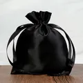 Premium black satin drawstring jewelry pouch with silk-like finish for luxury storage - 7*9cm / Black
