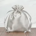 Elegant pearl silver satin drawstring jewelry pouch with smooth and silky texture - 7*9cm / Gray