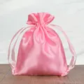 Elegant pink satin drawstring pouch for luxury jewelry storage and gift packaging - 7*9cm / Pink