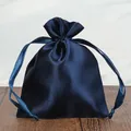 Luxury navy blue satin drawstring pouch for high-end jewelry and gift packaging - 7*9cm / Navy Blue