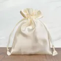 Elegant cream satin drawstring pouch for jewelry storage and luxury gift packaging - 7*9cm / Off White