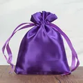 Premium purple satin drawstring pouch with silky texture for jewelry storage and gifting - 7*9cm / Deep purple