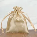 Elegant champagne gold satin drawstring pouch perfect for jewelry and gift packaging - 7*9cm / Champagne Gold