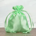 Elegant light green satin drawstring bag for jewelry storage and delicate gift packaging - 7*9cm / Light Green