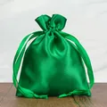 Premium emerald green satin drawstring pouch for jewelry storage and gift packaging - Grass Green; 7*9cm