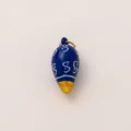 Ceramic teardrop pendant with blue white patterns and gold tip - Style 1 Deep Blue Jar (Pendant Only)