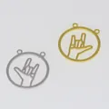 Detailed view of stainless steel gold and silver hollow hand gesture charms for DIY jewelry - 1 Piece / Steel
