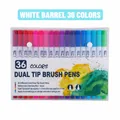 Profi 36 Farben Doppelspitzen Pinselstifte Set für Aquarellkunst und Grafikdesign - 36 Farben Doppelspitze (Weißer Schaft)