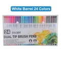Set mit 24 Farben Dual-Tip-Pinselstiften mit weißen Schäften zum Zeichnen und Skizzieren - 24 Farben Doppelspitze (Weißer Schaft)