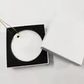 3-inch ronde witte sublimatie keramische kersthanger met gouden koord en geschenkdoos - Alleen doos