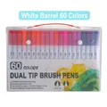 Set mit 60 Farben Doppelspitzen-Aquarellstiften mit weißen Schaften in Tragekoffer - 60 Farben Doppelspitze (Weißer Schaft)