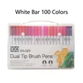 Professional 100 colors dual tip watercolor brush pen set with white barrels in a case - 80 Colors Dual Tip (White Barrel)