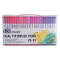 Professional 120-color dual tip brush pen set with fineliner and brush tips for art - 120 Colors Dual Tip (White Barrel)