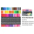60-color dual-tip watercolor brush pen set with black barrels for professional art painting - 60 Colors Dual Tip (Black Barrel)