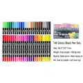 Professional 48-color dual-tip brush pen set with matte black barrels and water-based ink - 48 Colors Dual Tip (Black Barrel)
