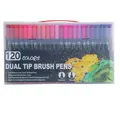 120 colors dual tip watercolor brush pens with fineliner for art drawing - 120 Colors Dual Tip (Black Barrel)
