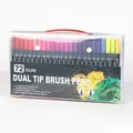 72 colors dual tip watercolor brush pen set for drawing and sketching - 72 Colors Dual Tip (Black Barrel)