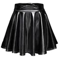 Vue détaillée d'une jupe patineuse plissée noire métallisée pour scène et soirée. - S / Bottoms / Noir