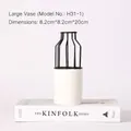 Jarrón decorativo minimalista de cerámica blanca y metal negro para el hogar H31-1 - Jarrón Negro Grande (H31-1)