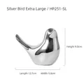 Moderna figura de pájaro plateada abstracta minimalista con acabado metálico pulido - Pájaro Plateado XL (HP251-SL)