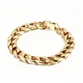 Men's fashion gold-plated titanium steel cuban link bracelet with high-polished finish - 22cm【KB120774-BD】
