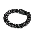 High-quality men's fashion black titanium steel Cuban link chain bracelet jewelry accessory - 22cm【KB215624-KJX】