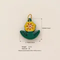 Roestvrijstalen bloemenhanger met geel en groen emaille afwerking voor DIY-sieraden - Gele Bloemenhanger (Dubbelzijdige Print) - Alleen Hanger (Zonder Ketting)