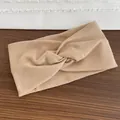 Fascia per capelli premium in maglia a coste intrecciata color beige cammello moda - 25-kaki