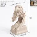 Detailed vintage resin eagle head sculpture ornament with dimensions and foam packaging information - Sandstone Eagle Head (21237) / Sandstone Color