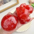 Red translucent moldable Vaseline soap squishy toy with strawberry jelly texture - Watermelon Smoothie Ball / 6cm / Red