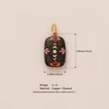Vintage Mondphasen-Anhänger aus Kupfer und schwarzer Emaille, 19x11mm - Quadratischer Grasanhänger