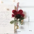 Elegante decorazione natalizia con fiocco rosso, pigna e campanellino dorato per albero - Piccola campana di Natale stile N (15x10cm)