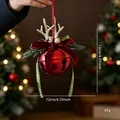 Campanella di Natale rossa decorativa con corna d'oro e fiocco di velluto, da 12 cm - Stile B Campana con Corna Rosse