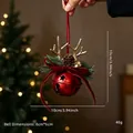 Campanella natalizia festiva con corna dorate e pigna, decorazione da appendere rossa 10 cm - Stile E Campana Rossa con Corna e Pigna